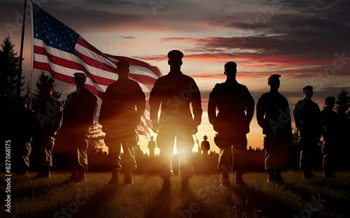 Memorial Day silhouette background, Generative AI.