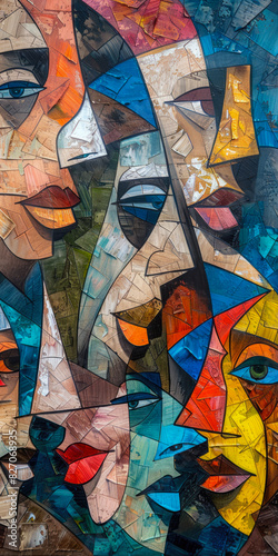 Surrealistic Oil Painting In Cubist Style For Design Created Using Artificial Intelligence