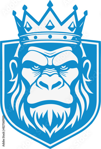 Kingkong animal head logo design in a circle shield