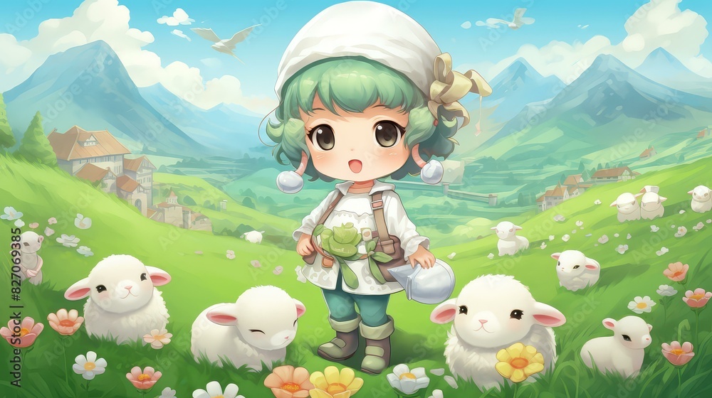 Adorable chibistyle cartoon drawing of vibrant, mountainous scenery in a vividly colored, stylized digital painting. Adorable chibistyle cartoon drawing of vibrant, mountainous scenery in a vividly colored, stylized digital painting.