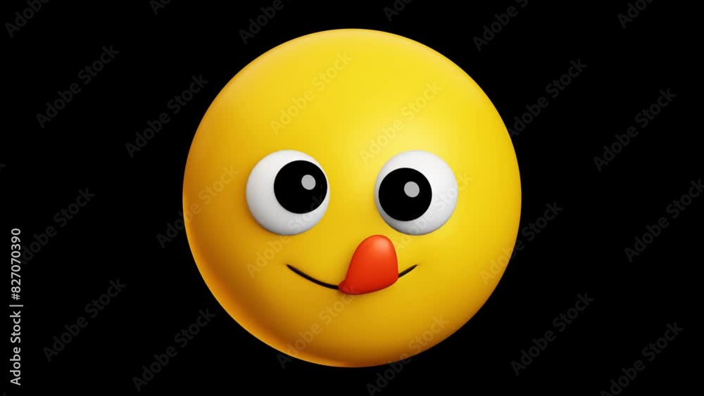 Delicious and weird face emoji, 3d emoticon animation, Alpha channel, Transparent video	