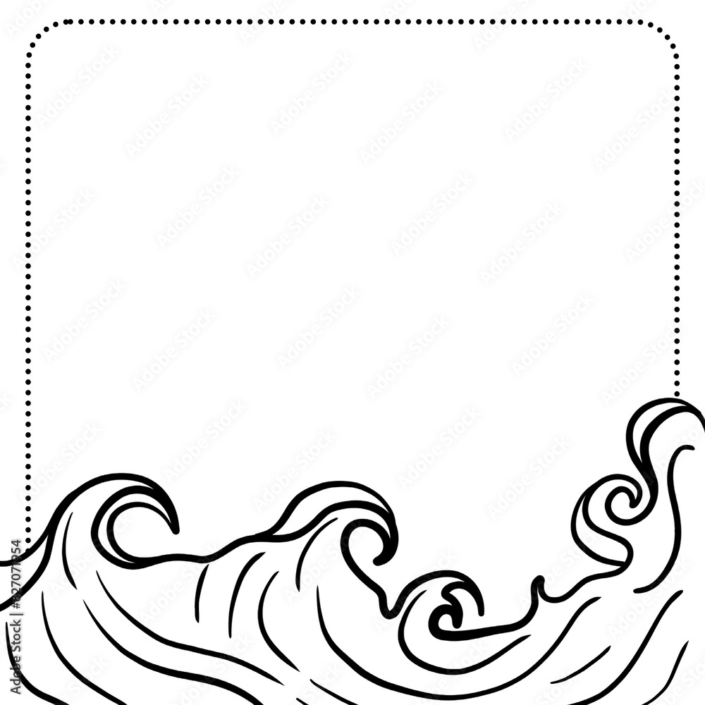 Fototapeta premium Black and white floral illustration with a decorative frame depicts a botanical design