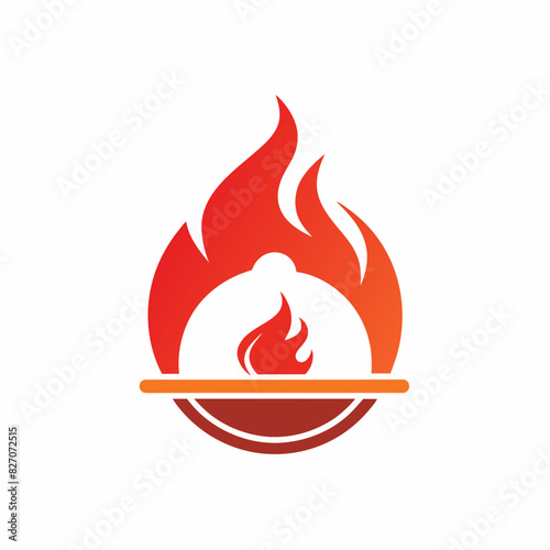 Hot cooking with fire logo design vector art illustration