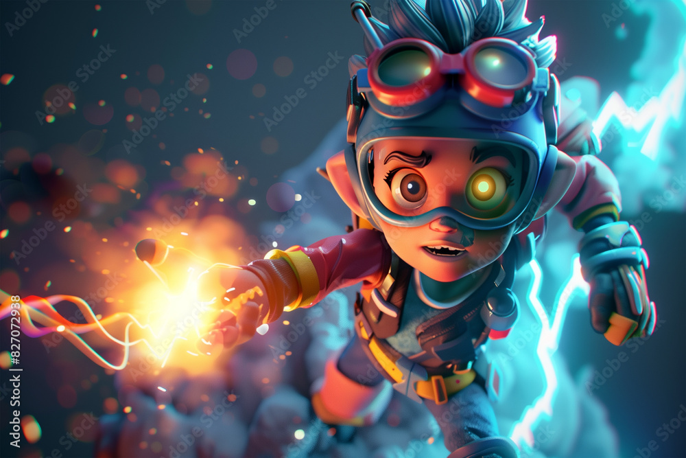 3d game character cartoon portrait glow effect 3d background isolated 3d game character cartoon portrait glow effect 3d background isolated