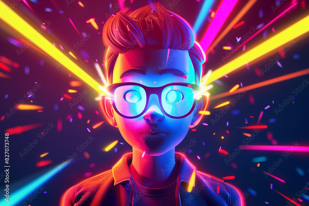 3d game character cartoon portrait glow effect 3d background isolated 3d game character cartoon portrait glow effect 3d background isolated