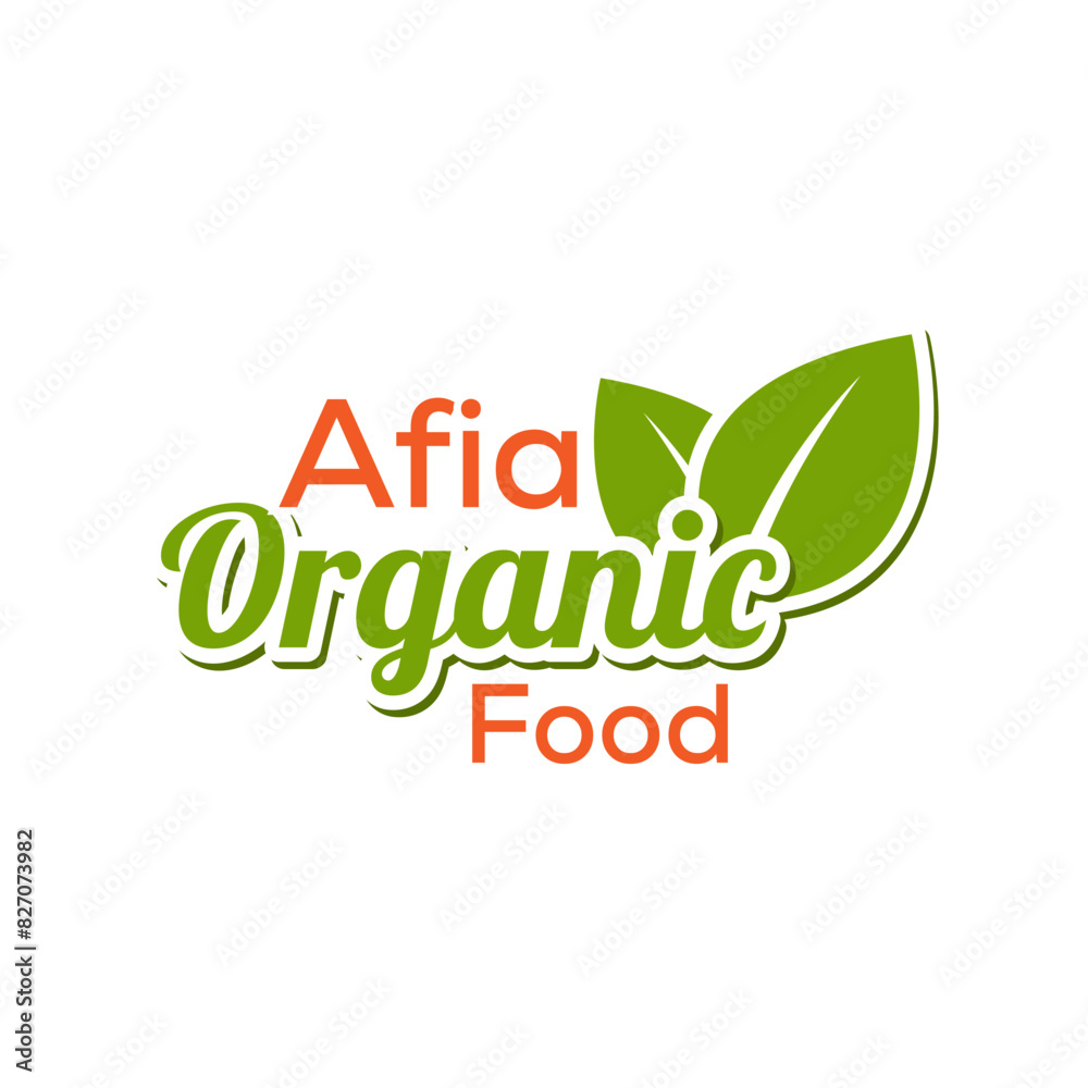 Afia organic food simple logo with green and orange color Afia organic food simple logo with green and orange color