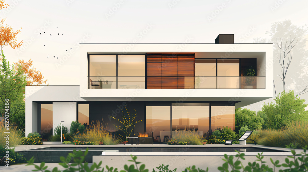 Vector icon of a modern house with a simple white background Vector icon of a modern house with a simple white background