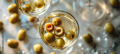 Classic Martini Overhead with Olive Garnish