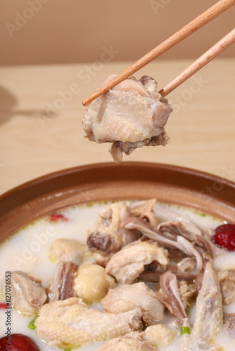Pork belly and chicken soup, traditional Chinese cuisine Cantonese cuisine