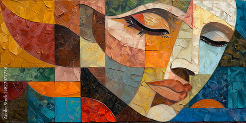 Surrealistic Oil Painting In Cubist Style For Design Created Using Artificial Intelligence