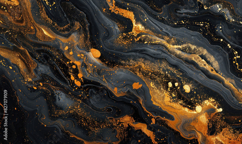 Luxurious gold and black abstract art with a marbled effect. , Generate AI