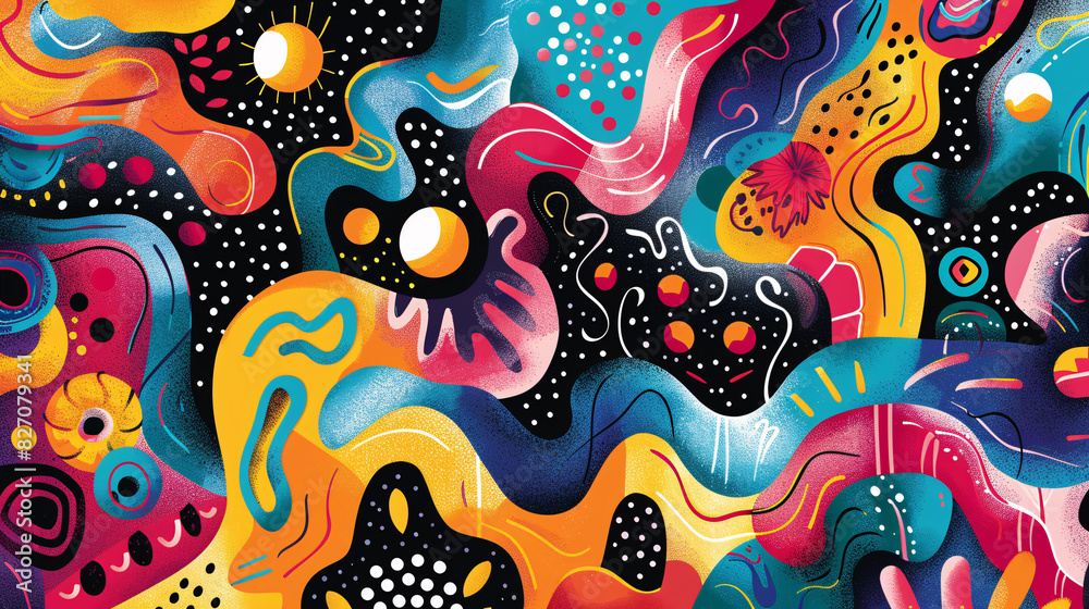 Fototapeta premium Abstract design with polygonal patterns and artistic brush strokes
