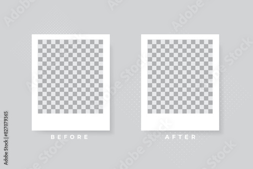 comparison before and after photo frame white  background