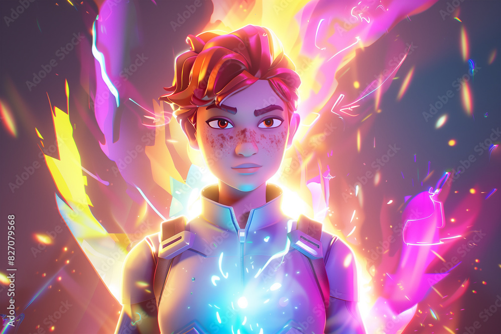 3d game character cartoon portrait glow effect 3d background isolated 3d game character cartoon portrait glow effect 3d background isolated