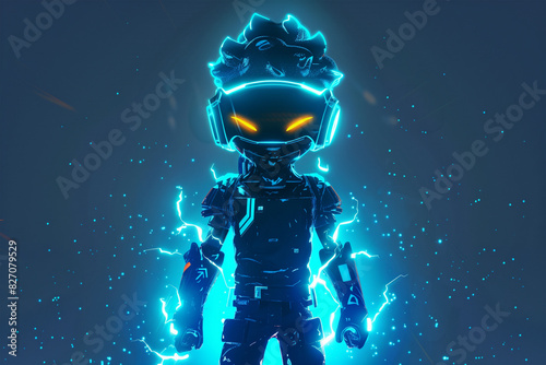 3d game character cartoon portrait glow effect 3d background isolated