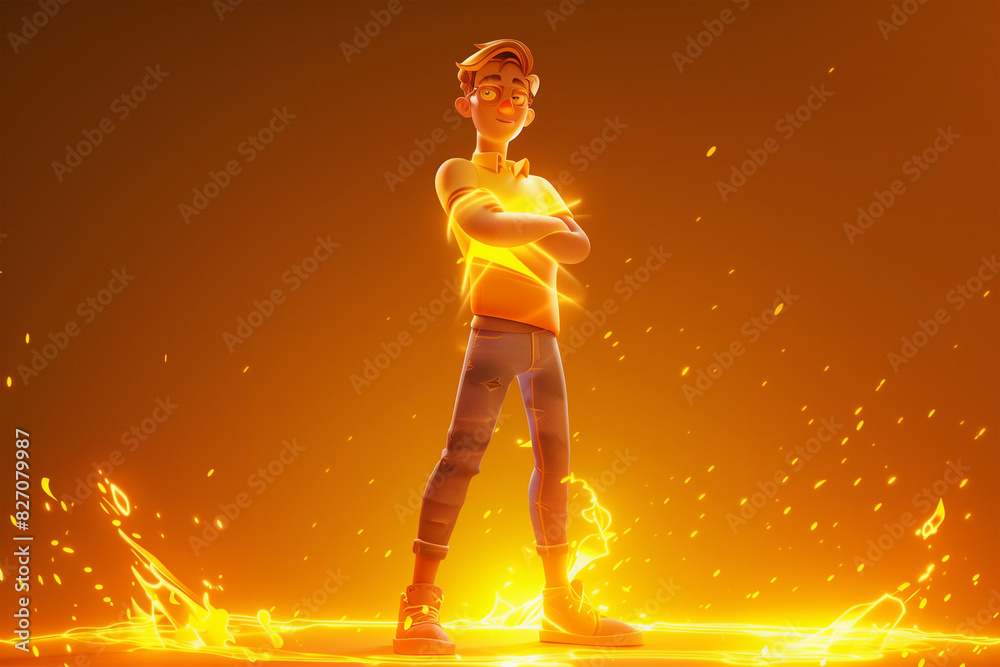 Obraz premium 3d game character cartoon portrait glow effect 3d background isolated