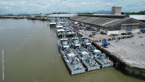 Kuching, Malaysia - May 25 2024: Aerial View of The Malaysian Royal Navy War Ships photo