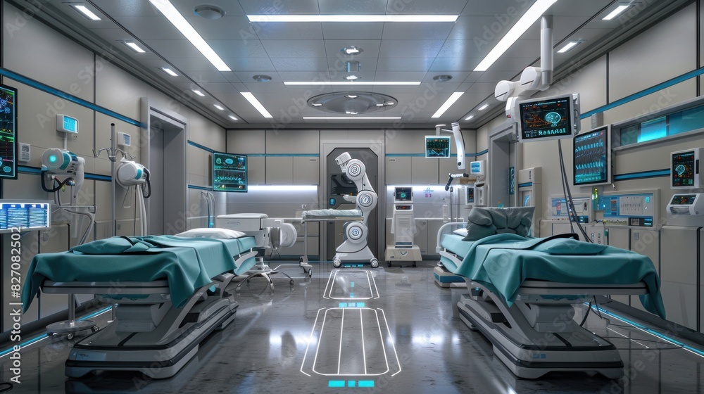 Φωτογραφία The man in the repairman is holding a mop in a white suit, cleaning the protective clothing of the new epoxy floor in an empty warehouse or car service center