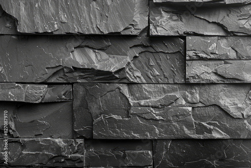 Black slate rock texture background, close up, dark. Created with Ai
