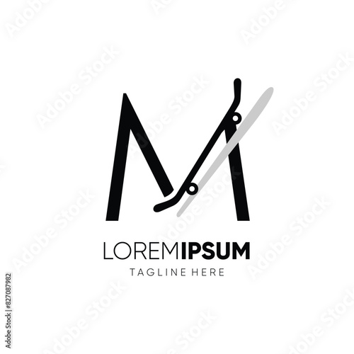 Letter M Initial Skateboard Logo Design Vector Icon Graphic Emblem Symbol Illustration