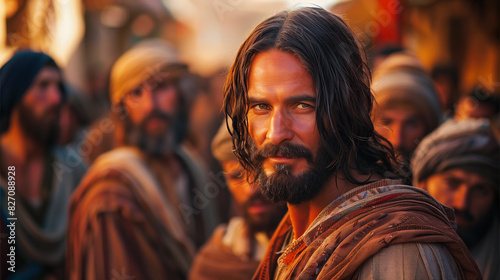 A close-up portrait of Jesus, capturing his serene expression and compassionate eyes. The image reflects his wisdom, warmth, and divine presence.  © Aleksandra