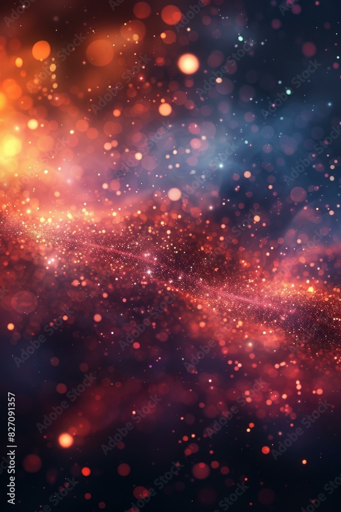 Red and blue dots of light forming waves against a black background Red and blue dots of light forming waves against a black background