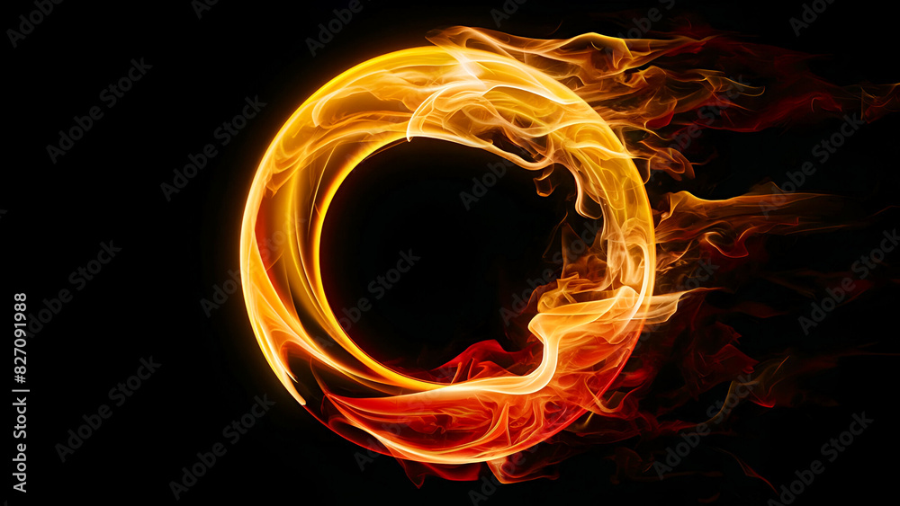 Abstract golden fire circle with light effect on black background, generated by AI
Abstract golden fire circle with light effect on black background, generated by AI