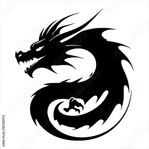Dragon Silhouette Black and White