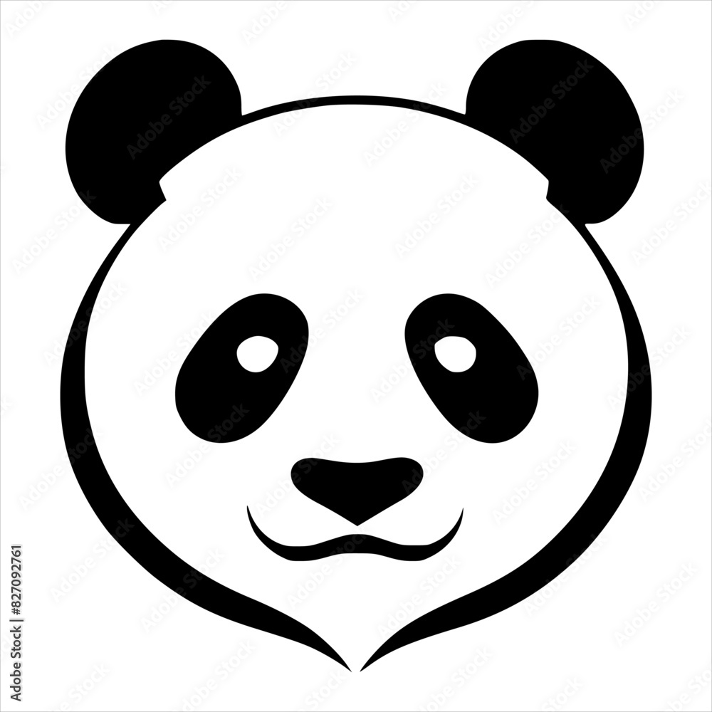 Panda Head Silhouette Black and White Panda Head Silhouette Black and White