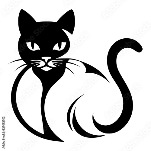 Cat Silhouette Black and White
