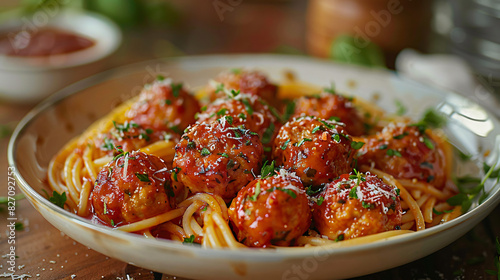 Itallian spaghetti and meatballs and parmegano 