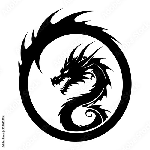 Dragon Silhouette Black and White