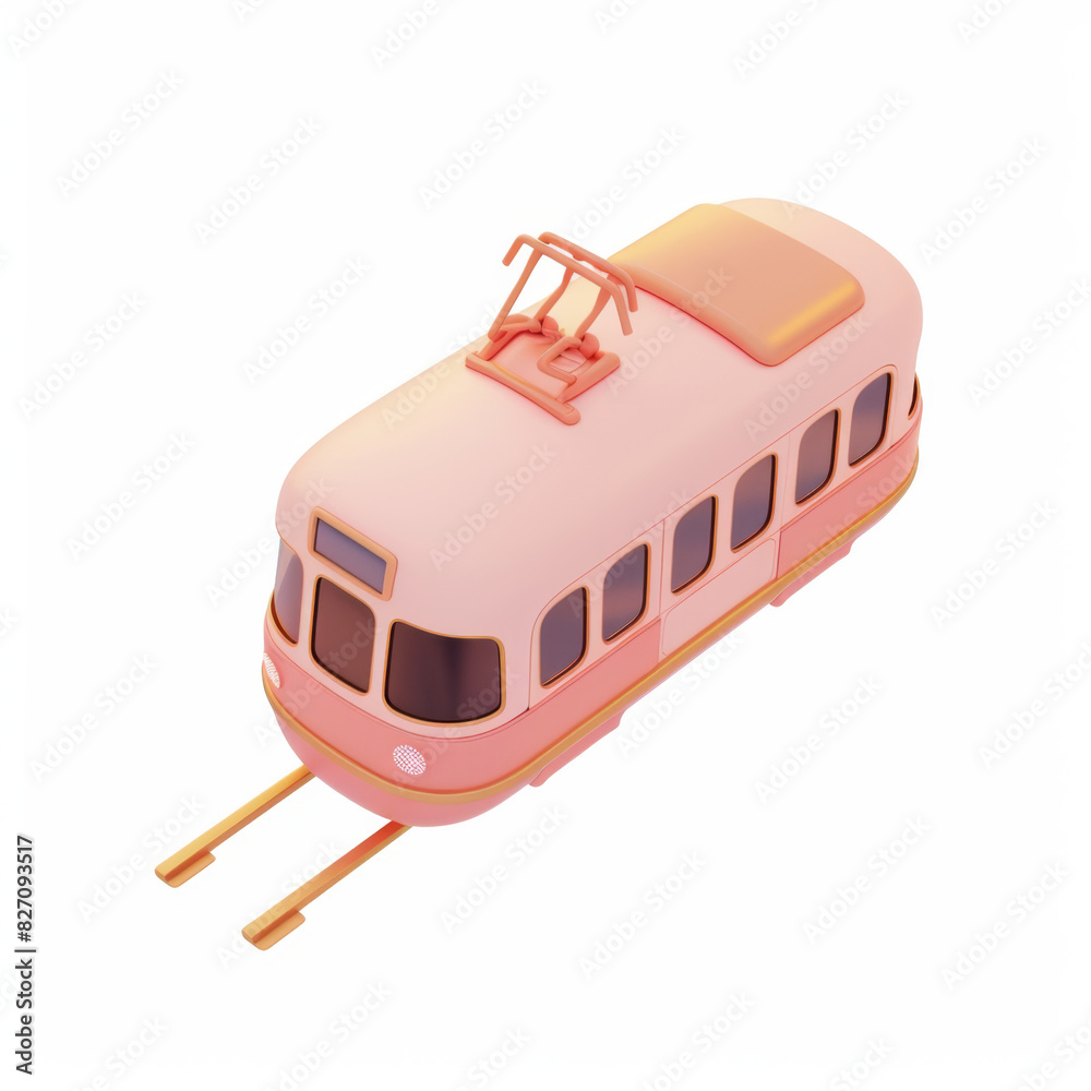 tram icon in 3D style on a white background tram icon in 3D style on a white background
