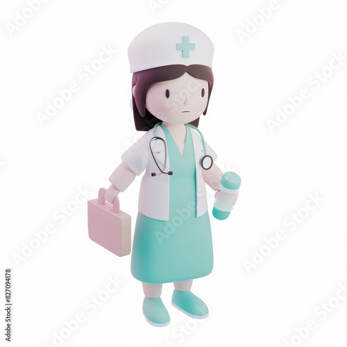 woman doctor icon in 3D style on a white background