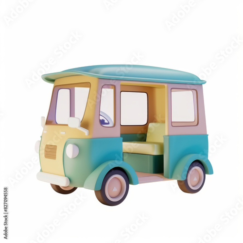 Auto rickshaw icon in 3D style on a white background