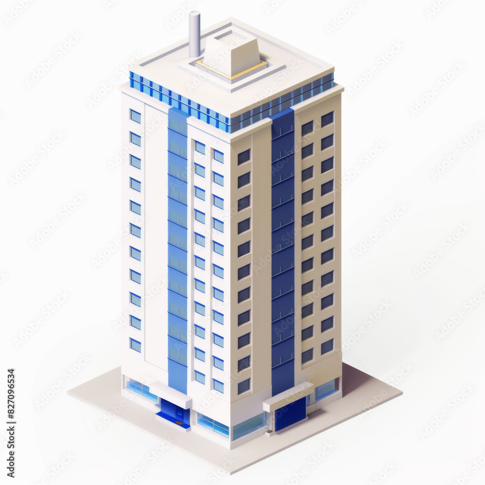 high-rise building icon in 3D style on a white background high-rise building icon in 3D style on a white background
