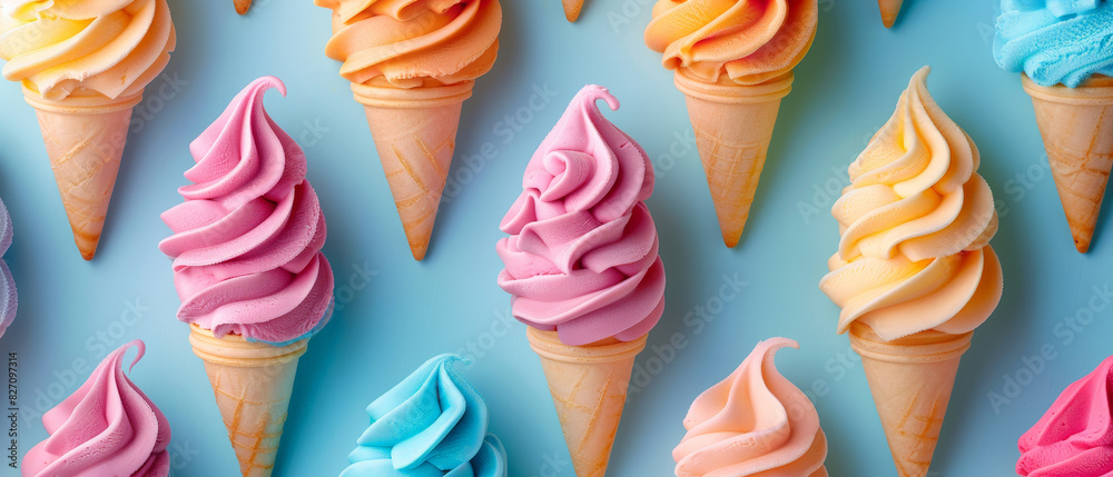 Obraz premium multi ice cream cones pattern