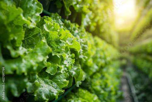 Fresh Organic Lettuce Growing in Hydroponic Greenhouse