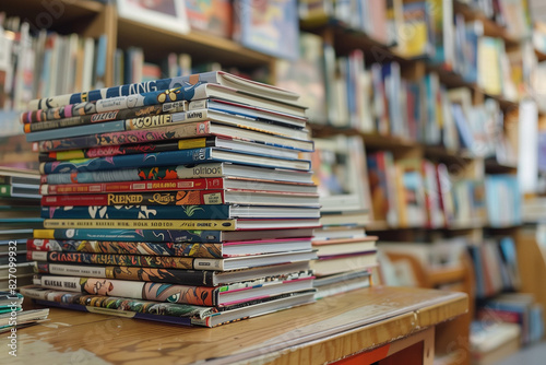 A stack of graphic novels in the library    © imountain