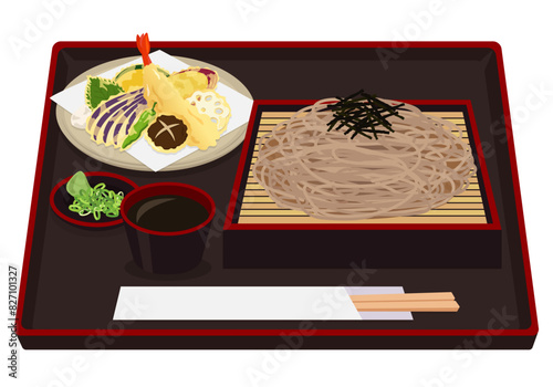 食事_和食_麺類_ざるそば定食_天ぷら