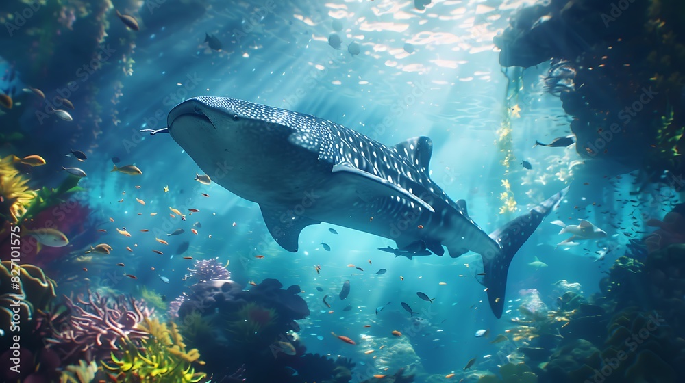 Fototapeta premium The underwater world of animals is a captivating ecosystem filled with diverse marine species, intricate coral reefs, and vibrant aquatic life