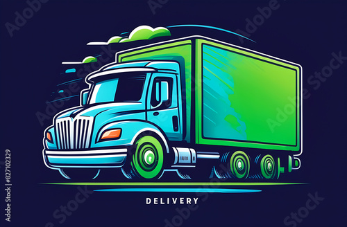 logo for delivery company; truck and speed lines; marketplace logo