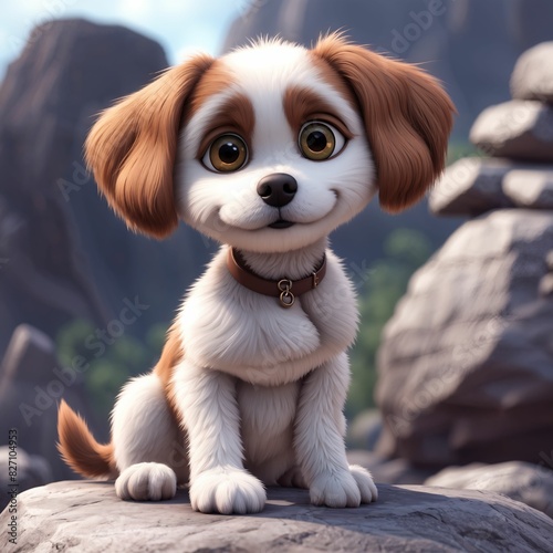 Charming Brown Dog with Reflective Eyes in a Cinematic Fantasy Setting