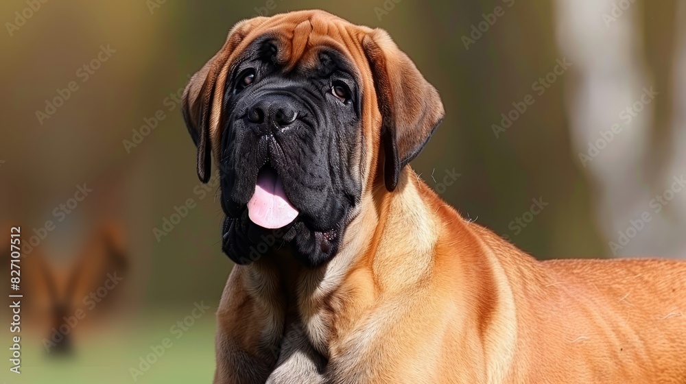  A close-up of a dog with its tongue out, hanging loose