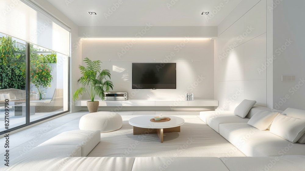 A bright and airy living room with white walls and contemporary furnishings, providing a clean and inviting space for relaxation and socializing. A bright and airy living room with white walls and contemporary furnishings, providing a clean and inviting space for relaxation and socializing.