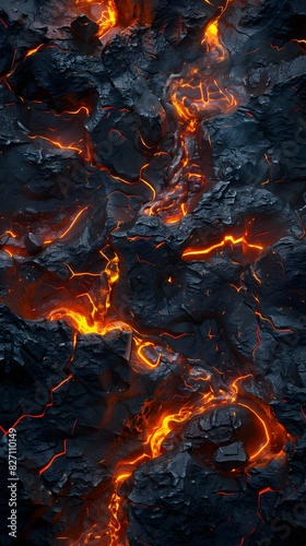 Abstract lava texture, black and red color background
