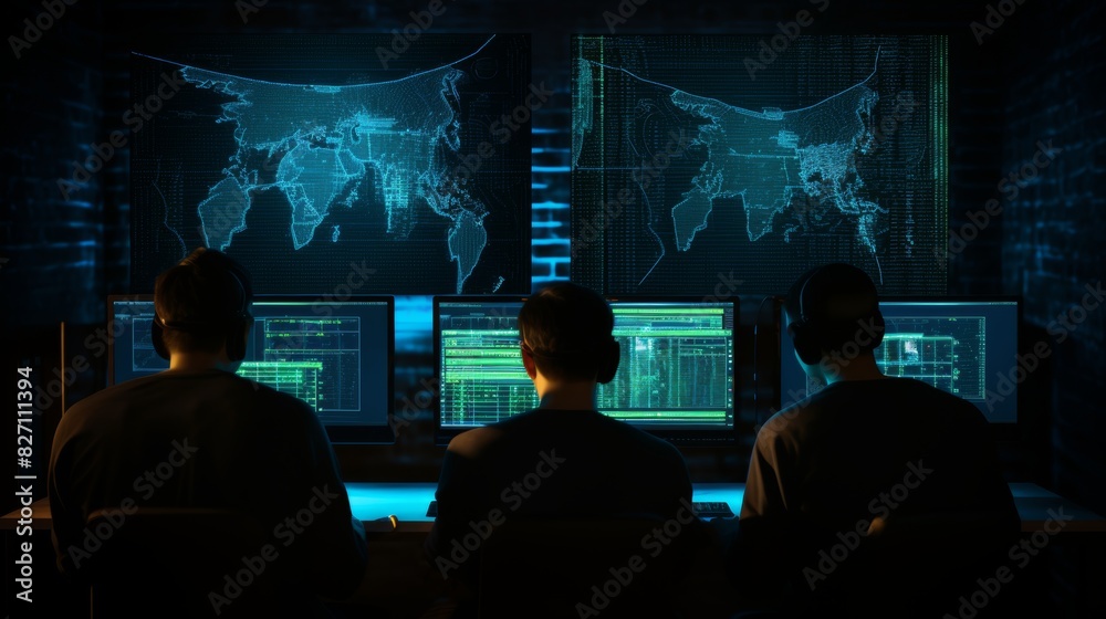Experienced programming developers discussing website project in office with back view concept Experienced programming developers discussing website project in office with back view concept