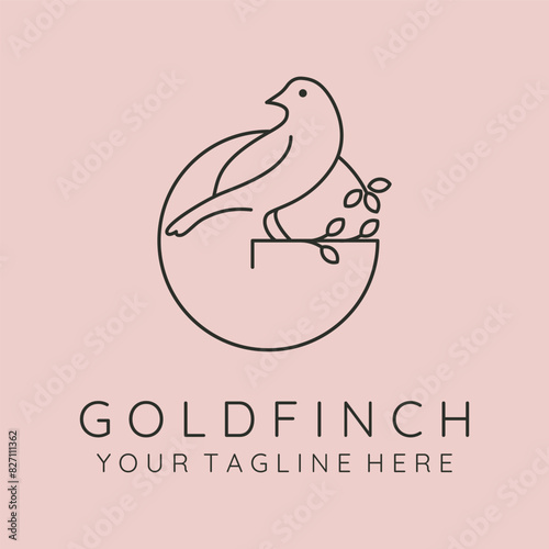 goldfinch bird line art logo vector symbol illustration design