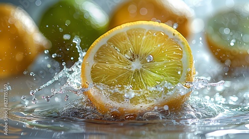 a bright lemon-lime juice splash against a pure white background