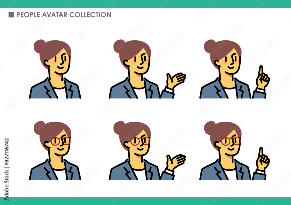 女性のポーズ集。ビジネスシーン。